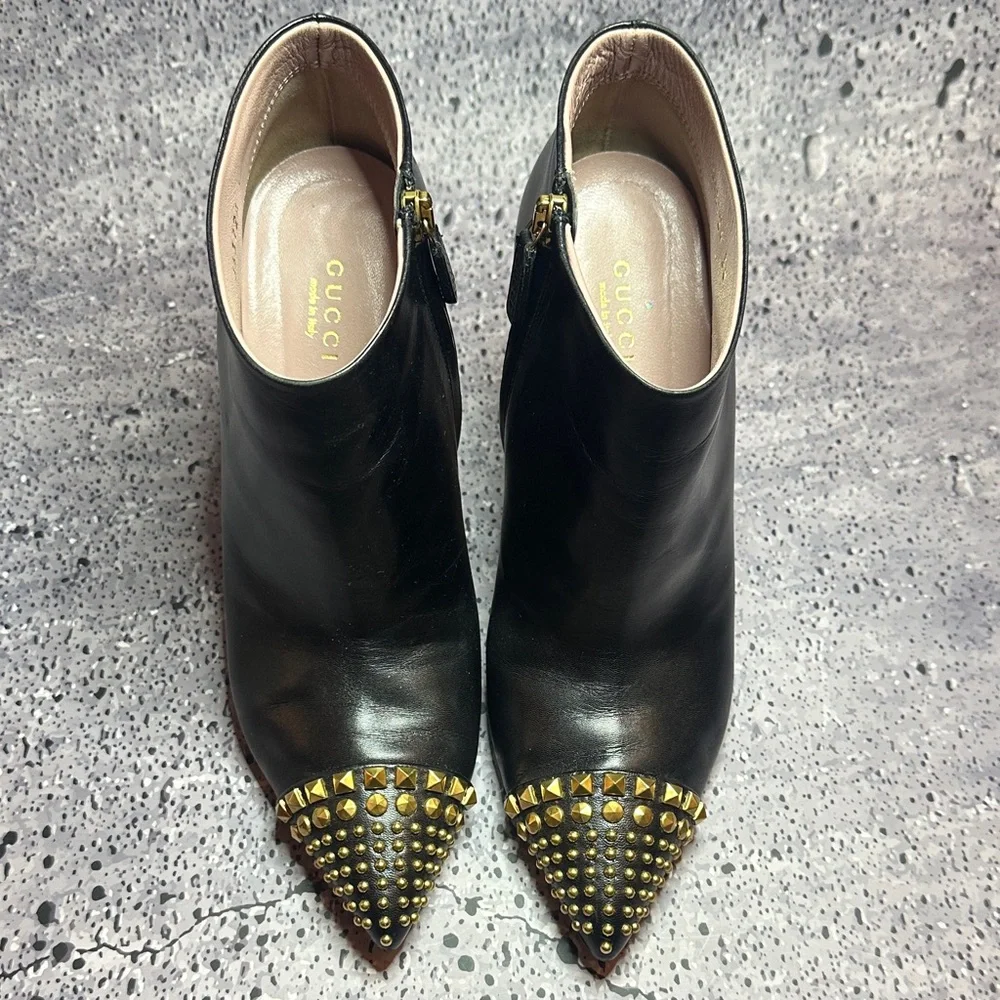 Gucci Ankle Boots w/ Gold Studs Size 38 - Picture 2 of 11